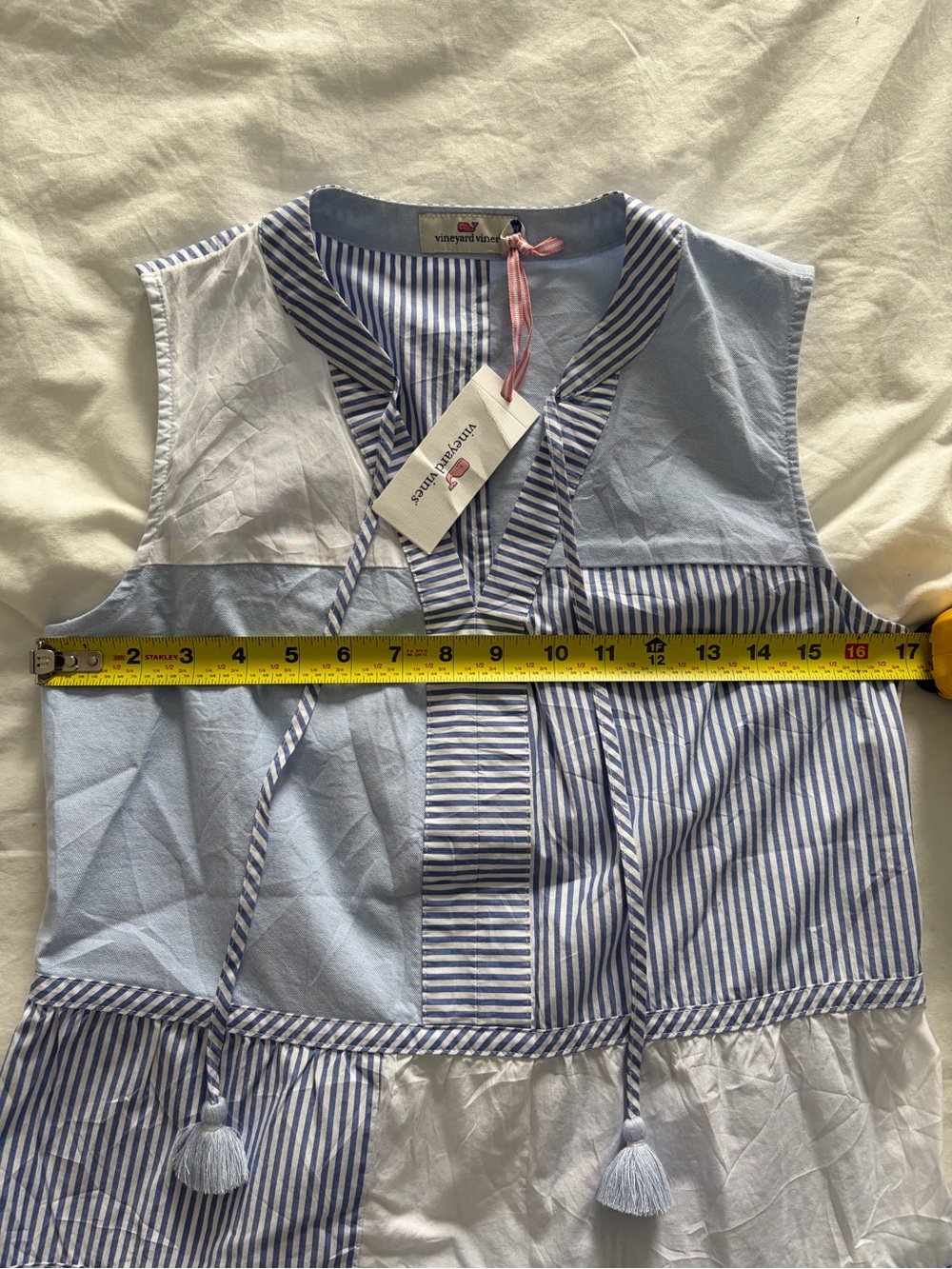 Vineyard Vines Women’s Striped Peplum Tank with Tassel Tie - Picture 9 of 11